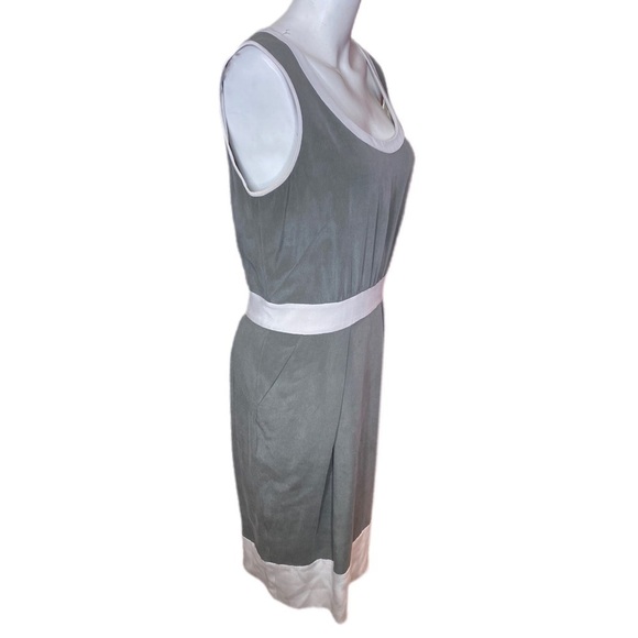 Lafayette 148 Silk Gray & Cream Color-block Dress - Picture 2 of 7